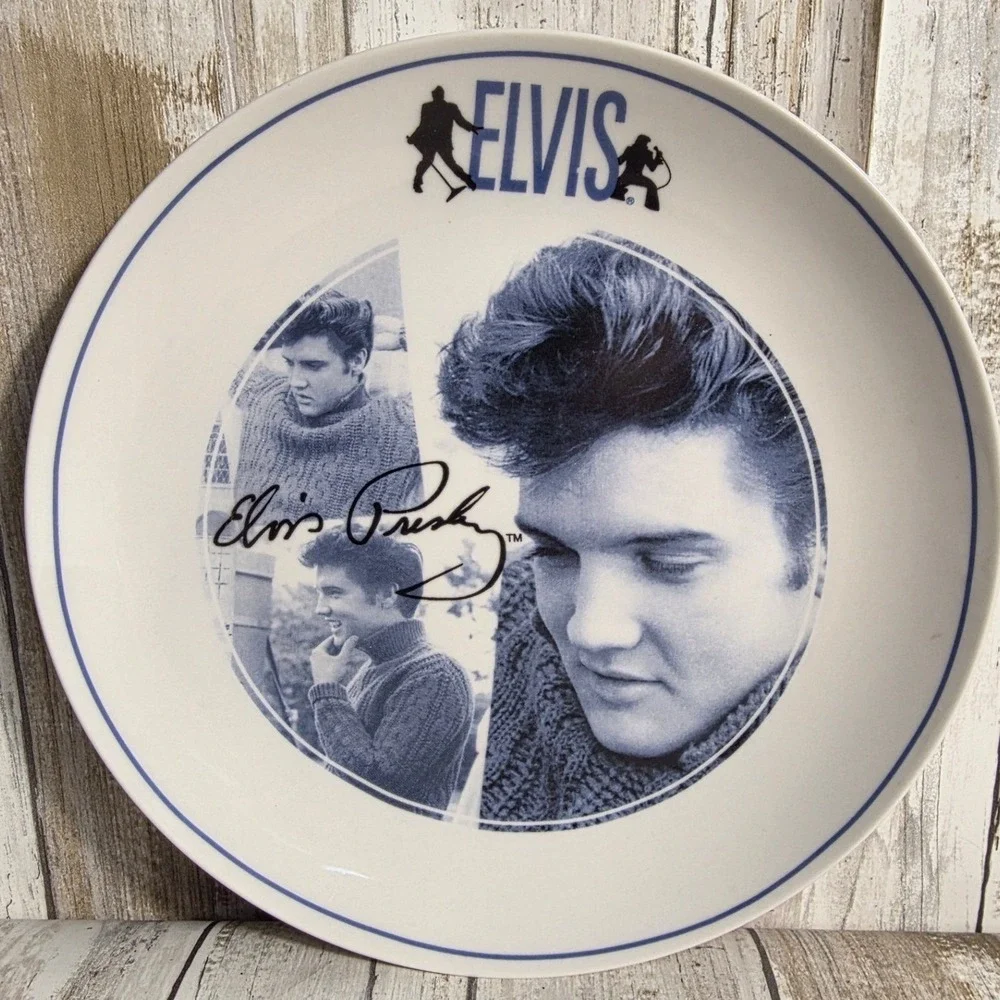 Elvis Presley Signature Product Ceramic Collector Plate Megatoys Blue/White